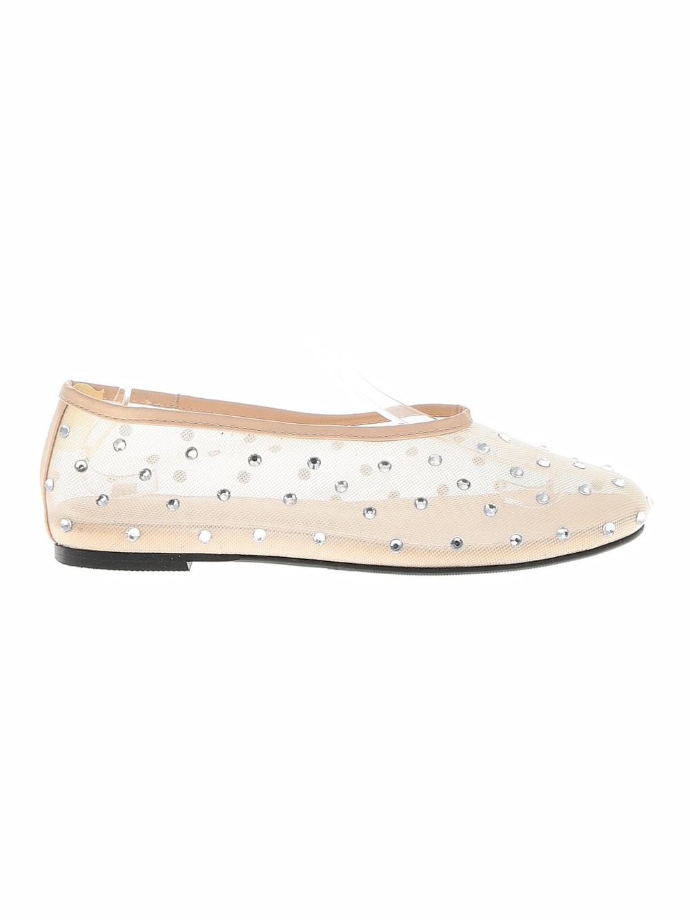Beige Mesh Embellished Ballet Flat